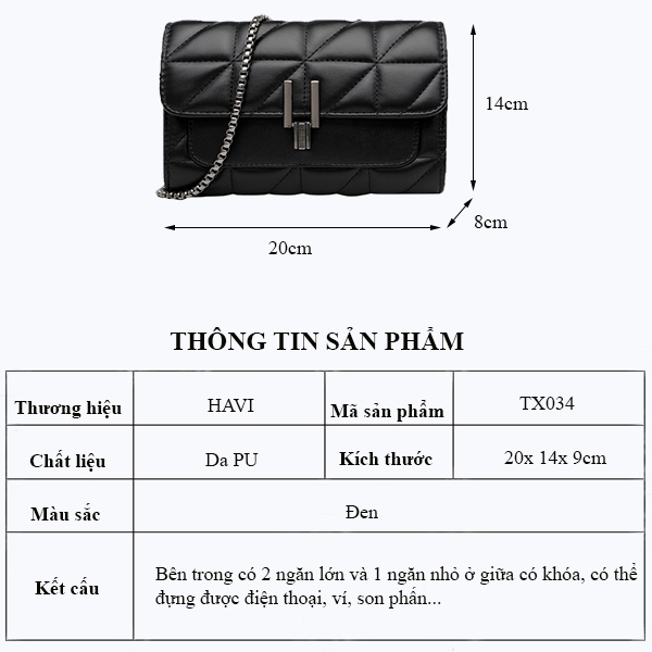 Túi Xách Nữ Giá Rẻ Đi Chơi, Đi Làm Đeo Chéo, Đeo Vai Thời Trang Havi TX034