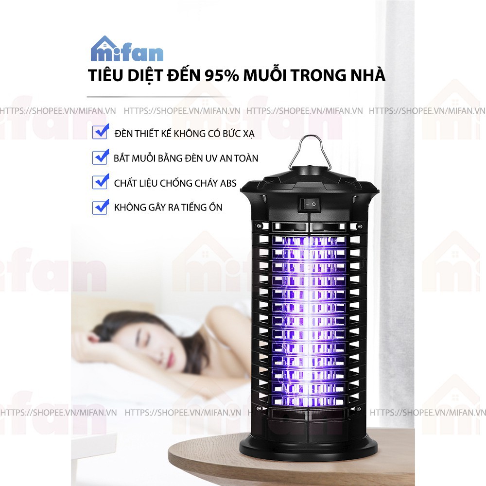 Đèn Bắt Muỗi Cao Cấp 2021 MIFAN - BH 6 Tháng - Đèn LED 11W Công Suất Cao Ánh Sáng Tím 365 Nano Wave Thu Hút Côn Trùng