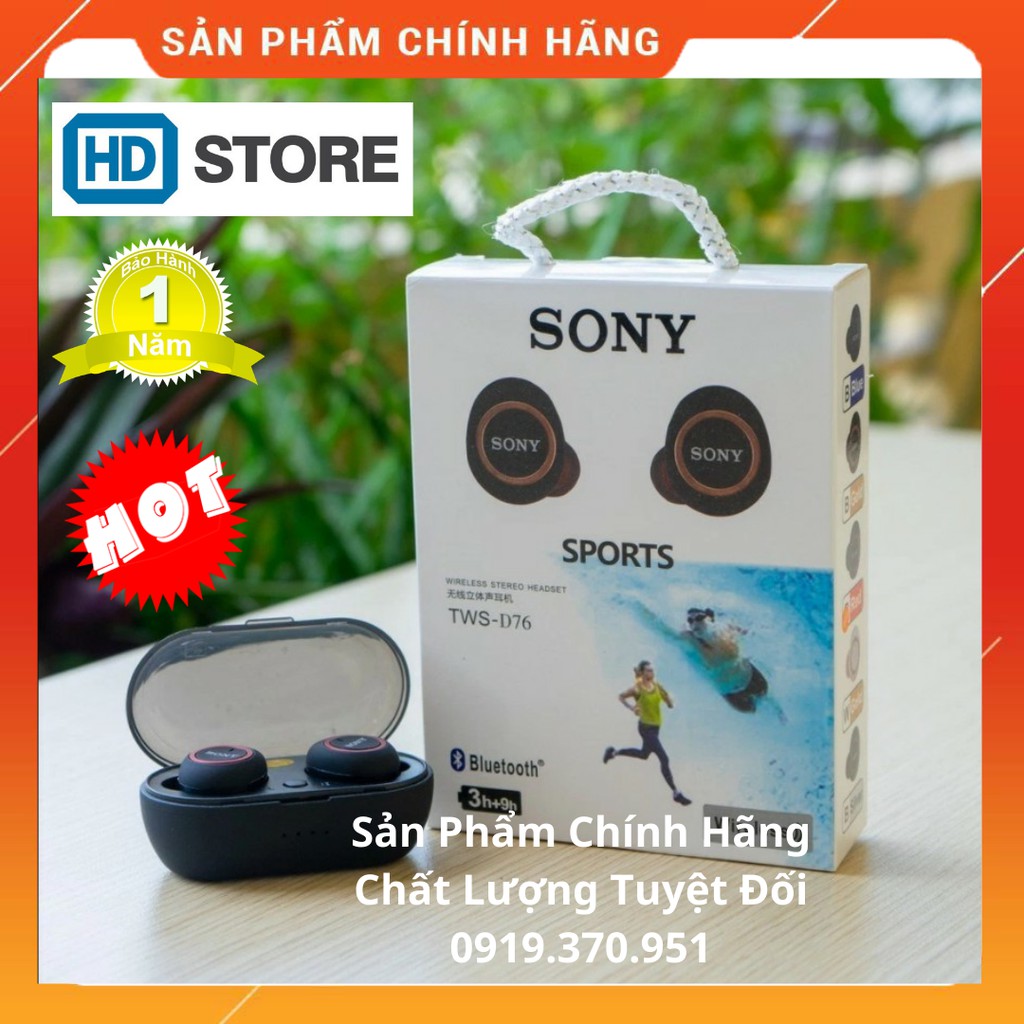 Tai nghe Bluetooth Sony sport TWS-D76 Rất ấm Bass-treble rõ ràng bảo hành 1 đổi 1 30 ngày