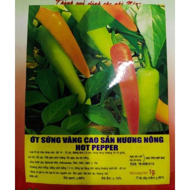HẠT GIỐNG ỚT SỪNG TRÂU SỪNG VÀNG - GÓI 1 GRAM