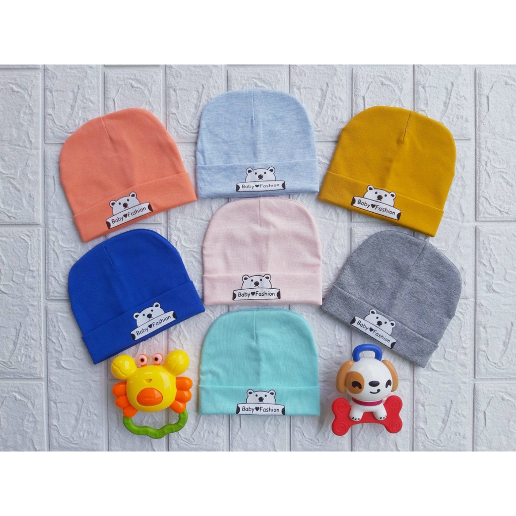 Mũ vải thun sơ sinh tròn cotton 2 lớp dùng cho bé sơ sinh 0-3 tháng