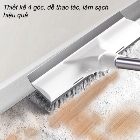 Cây lau nhà tắm, nhà vệ sinh cán dài Pulito chổi lau nhà, gạt nước 2 đầu xoay 180 độ dễ dàng điều chỉnh độ dài