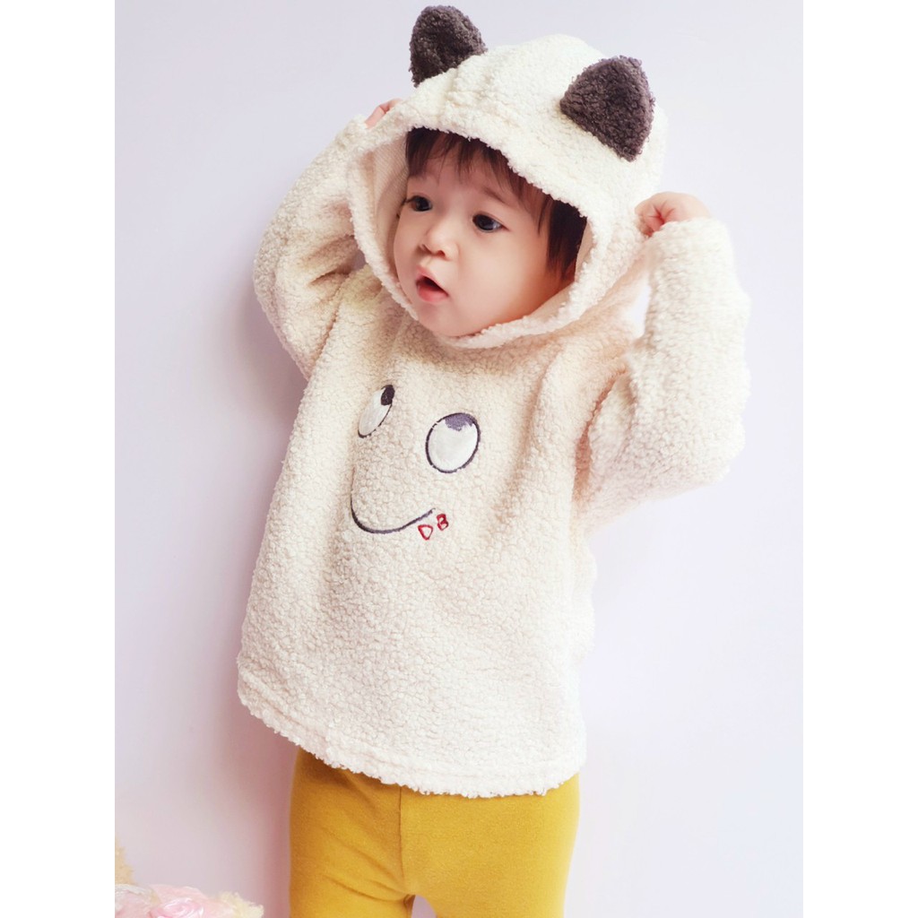 Áo hoodie lông cừu tai gấu