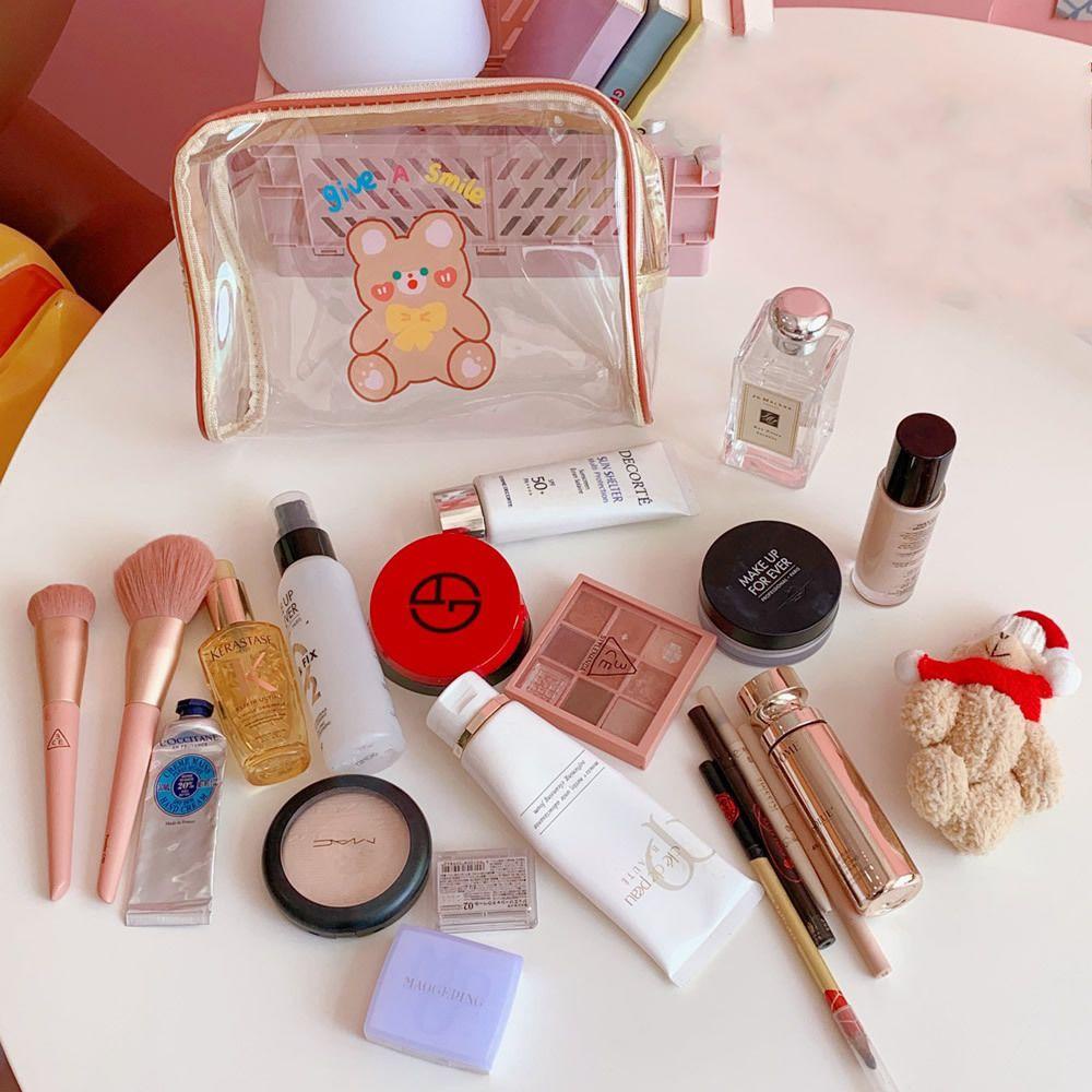 OCEANMAP Túi Đựng Mỹ Phẩm Trong Suốt Cỡ Lớn Chống Thấm Nước Có Khóa Kéo Tiện Dụng Mang Theo Du Lịch Cho Nữ