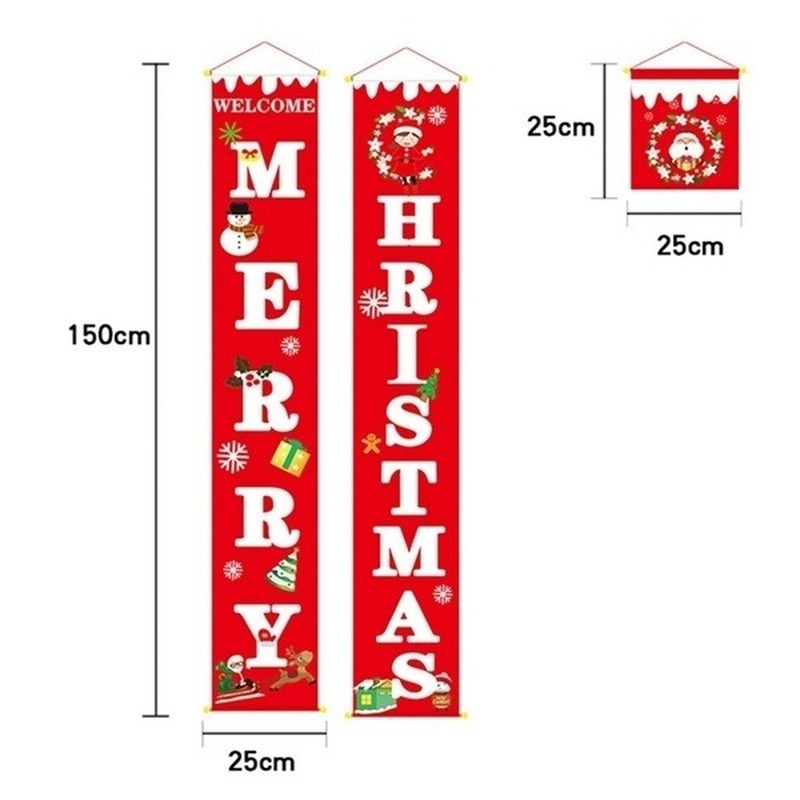 Bộ 3 Dây Treo Trang Trí Giáng Sinh Màu Đỏ Hình Ông Già Noel / Người Tuyết