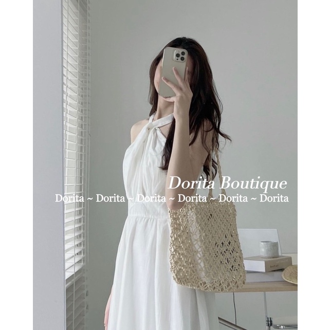 Váy xoắn ngực hở vai, Đầm hở vai xoắn ngực Hàn Quốc - Dorita Boutique