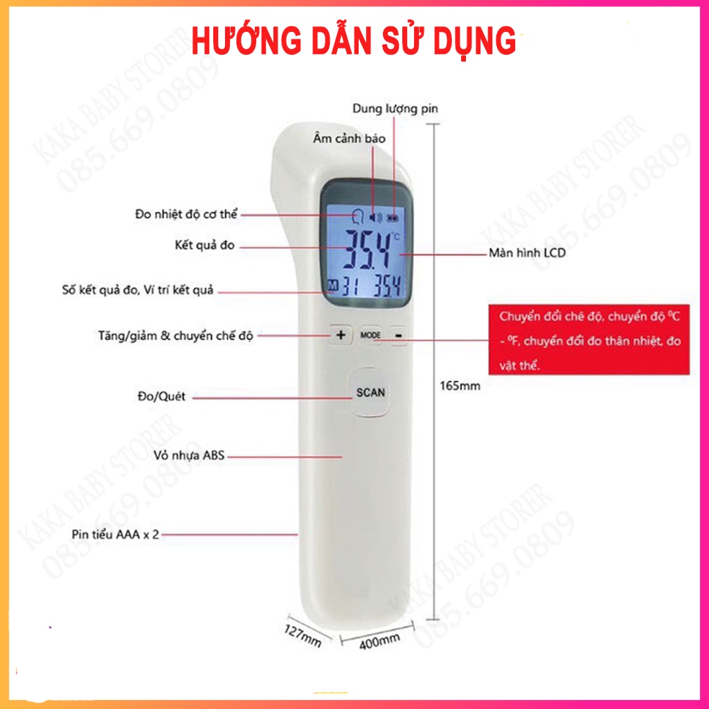 Nhiệt kế hồng ngoại đo trán, hàng chính hãng Infrared CK-T1803, nhiệt kế điện tử đo sữa, nước, thân nhiệt không tiếp xúc