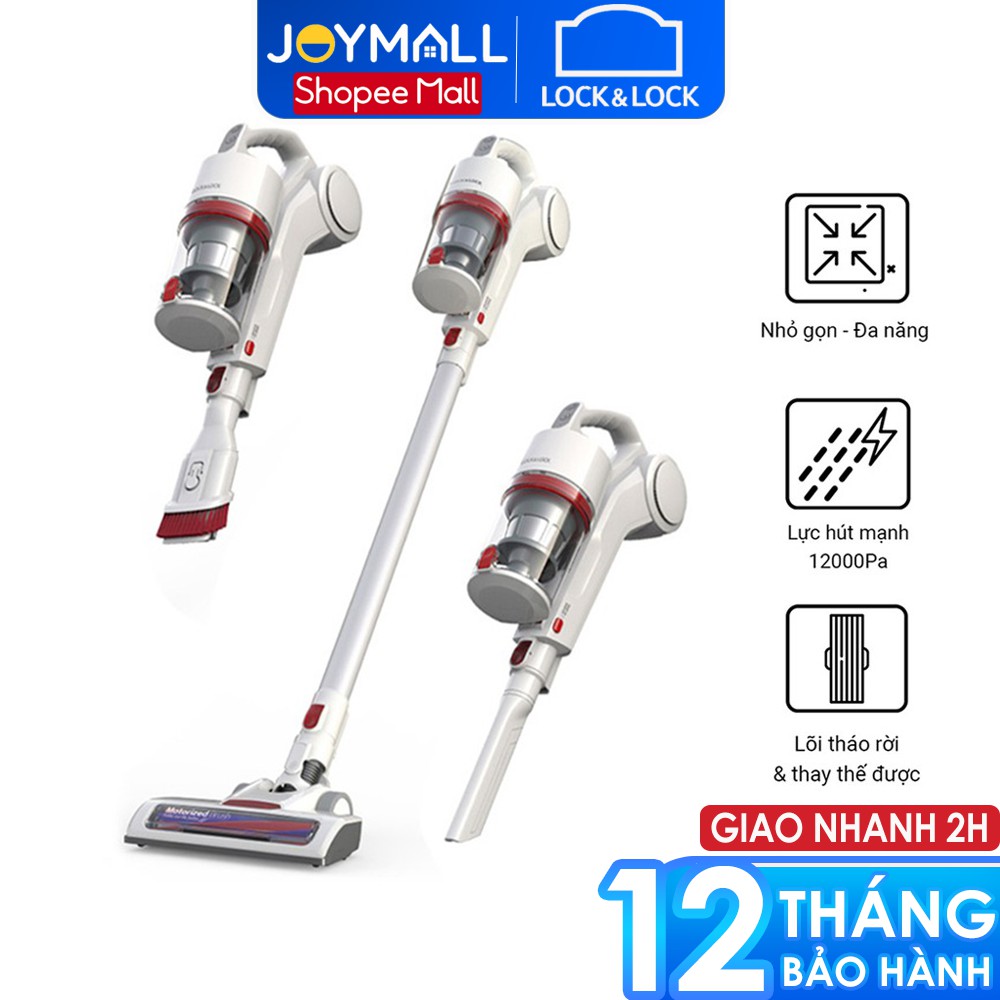 Máy hút bụi cầm tay không dây Lock&amp;Lock ENV116WHT 150W - Hàng chính hãng, dùng trong nhà, xe ô tô - JoyMall