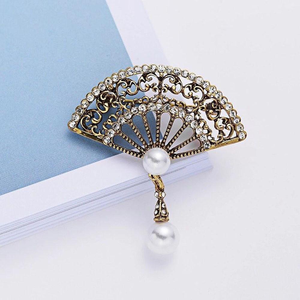 BACK2LIFE Trâm Cài Áo Hình Quạt Phong Cách Trung Hoa Cổ Điển Cho Nữ