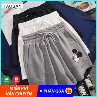 Quần Short Nữ rách gấu cạp cao vải da cá dày ống vừa Taosan