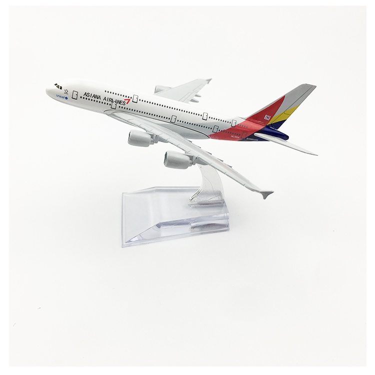 Yalinda Hàn Quốc Asiana Airlines A380 16cm mô hình máy bay bộ dụng cụ trẻ em Đồ chơi sinh nhật mẫu m
