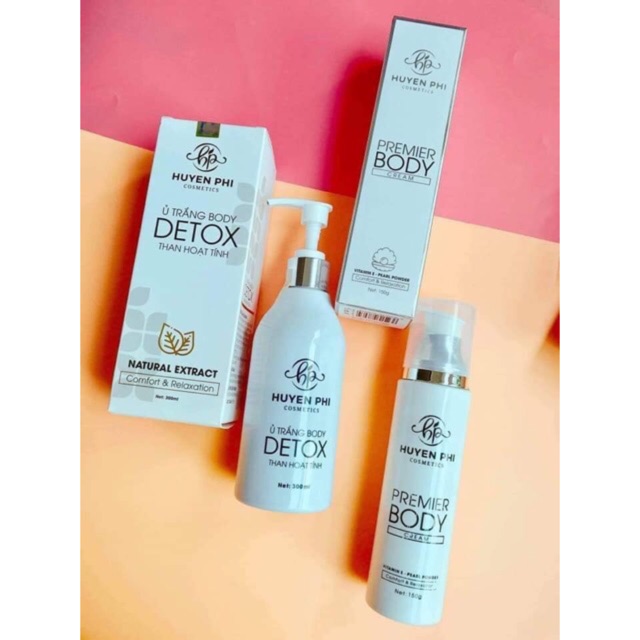 Combo ủ trắng detox và kem body dưỡng trắng da Huyền Phi