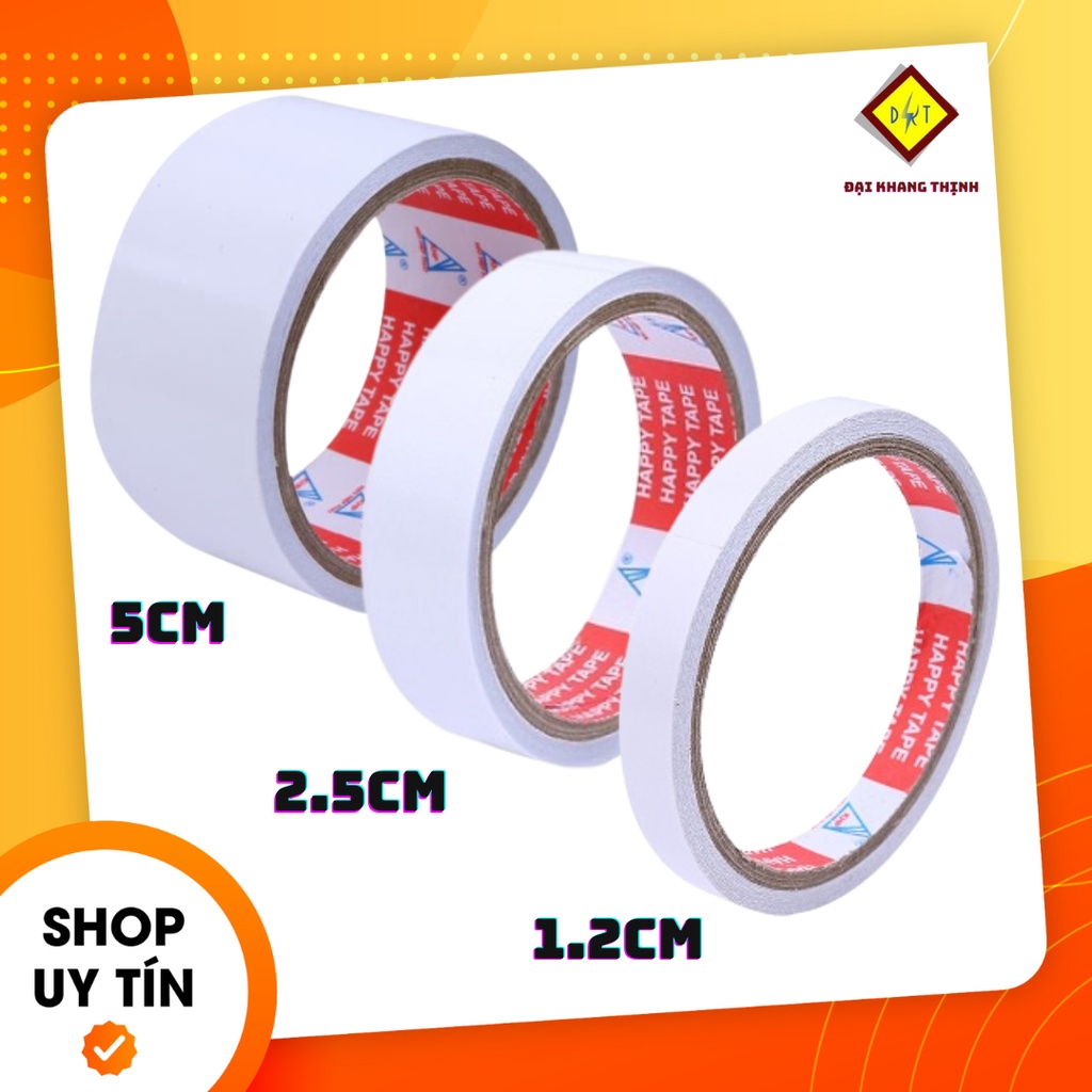 Băng keo 2 mặt 1.2F 2.5F 5F keo dính hai mặt đủ các size