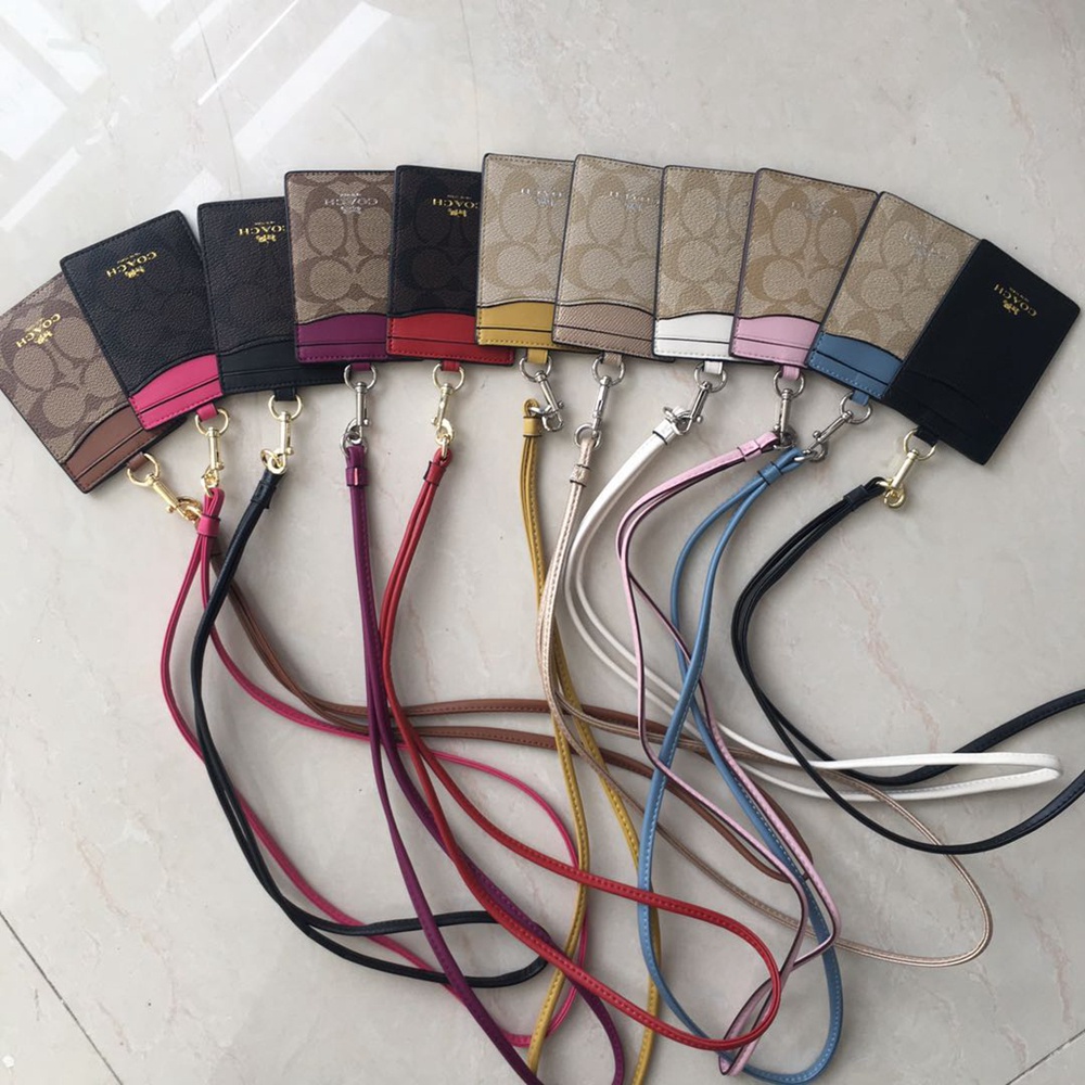 Coach Ví Da Đựng Thẻ Kèm Dây Đeo Tiện Dụng