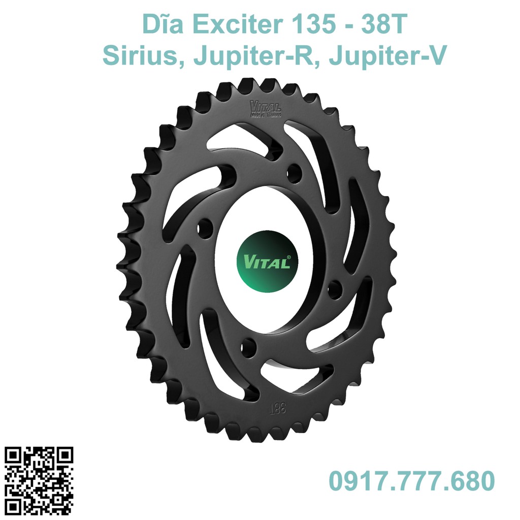Dĩa tải sau xe Exciter 135 _ Sirus xăng cơ _ Yaz (428-28T-30T-32T-33T-34T-35T-36T-37T-38T--->52T VITAL MADE IN THAILAND