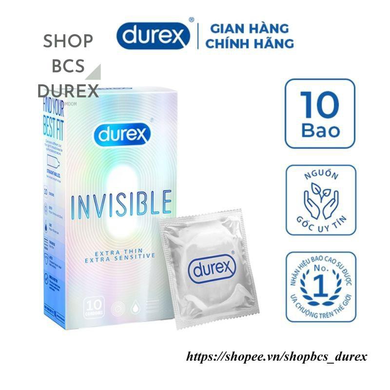 Bao cao su Durex Invisible Extra Thin extra sensitive siêu mỏng siêu mạnh chân thật hương yêu hộp 10c