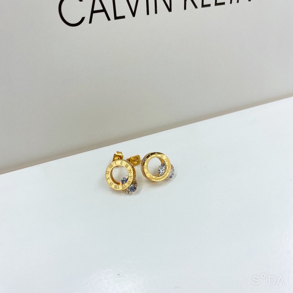 [FreeShip] Bông tai nữ titan la mã đính đá E4-107a - CAM KẾT KHÔNG BAY MÀU