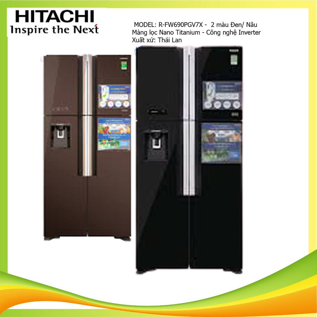 Tủ lạnh Hitachi Inverter 540 lít R-FW690PGV7X (ĐÁ TỰ ĐỘNG) BH chính hãng