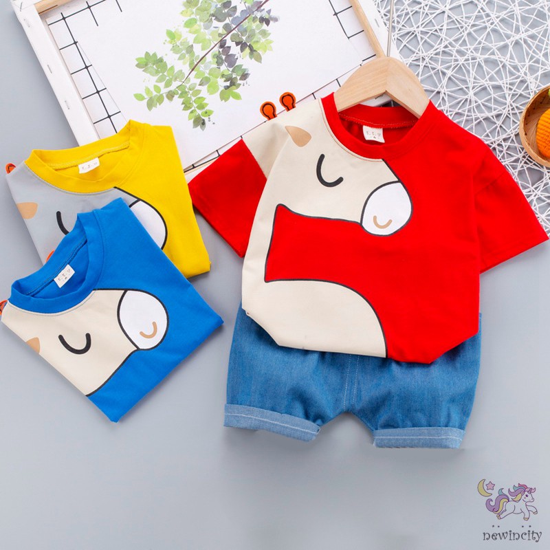 Set Áo Thun Tay Ngắn Và Quần Ngắn Cho Bé Trai