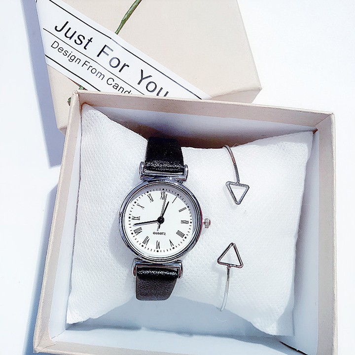 Đồng hồ nữ mặt tròn dây da 5 màu đa dạng CD14 Bán lẻ giá sỉ