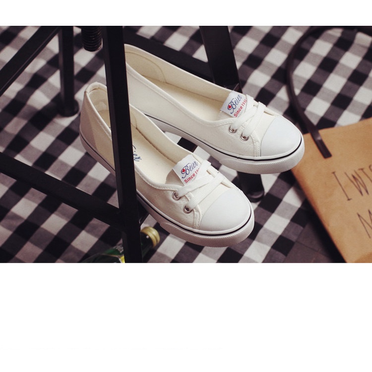 Giày Lười Vải Nữ, Giày Sục Nữ Buộc Dây Đi Cực Êm Chân Năng Động Trẻ Trung