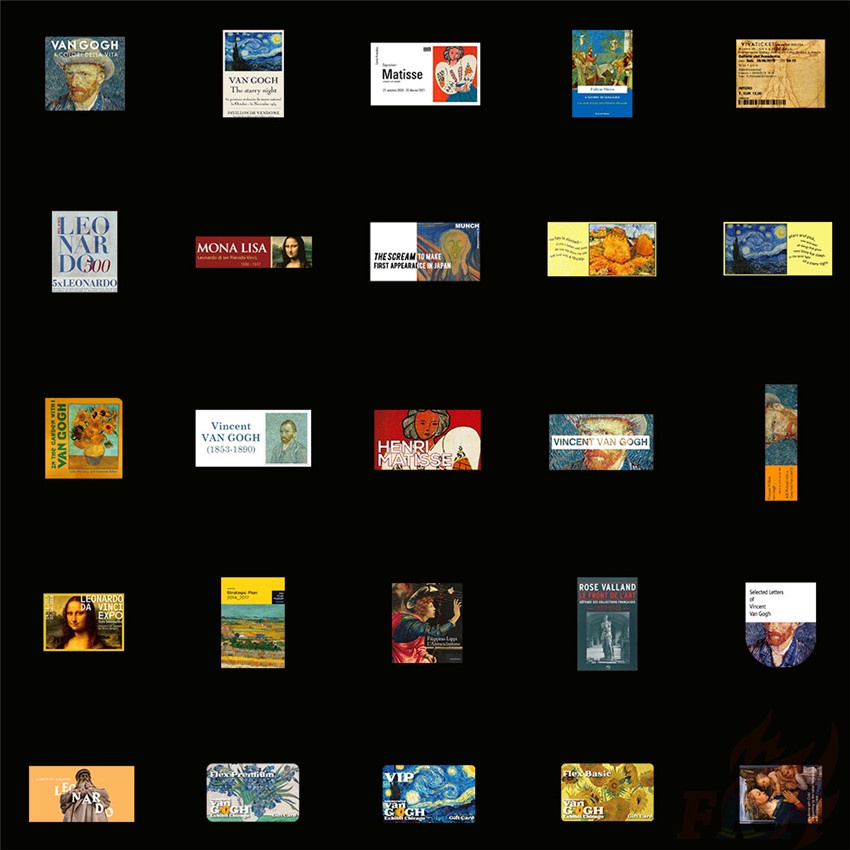 Set 50 miếng dán trang trí laptop/ván trượt/va li họa tiết những bức tranh nổi tiếng độc đáo