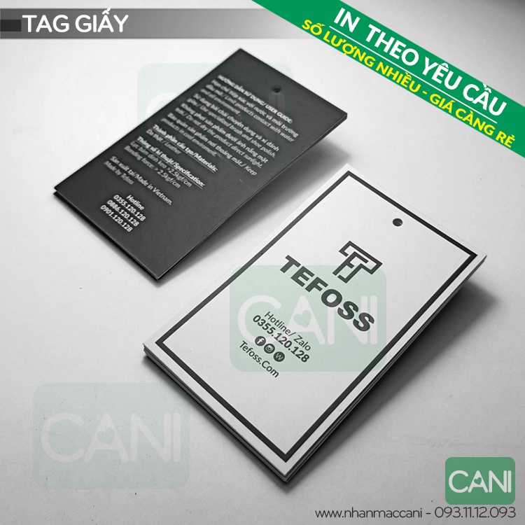 500c Tag tem giấy In theo yêu cầu  treo quần áo hình chữ nhật thẻ treo CANI