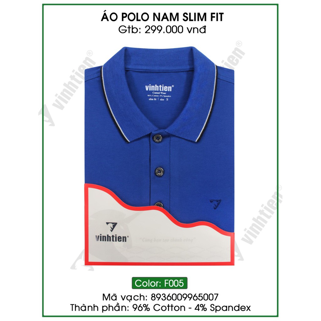 Áo Thun Polo Viền Cổ Slimfit Vĩnh Tiến 299 - F005 - Xanh Navy