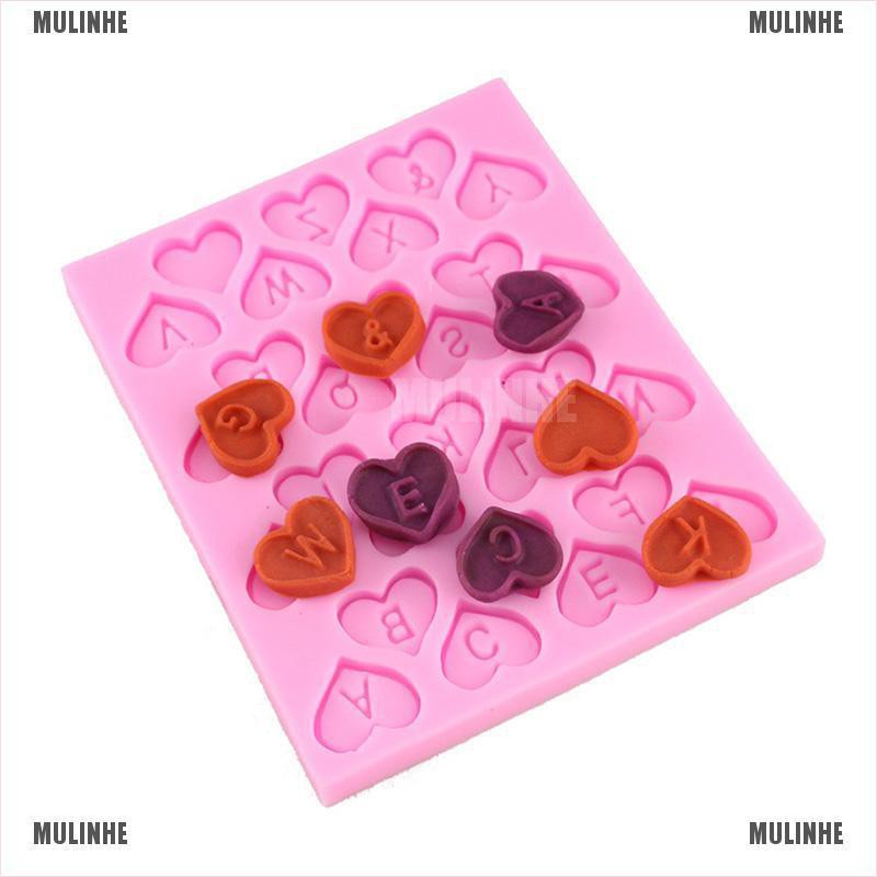 Khuôn Silicone Tạo Hình Chữ Cái / Trái Tim 3D Trang Trí Bánh Kem DIY