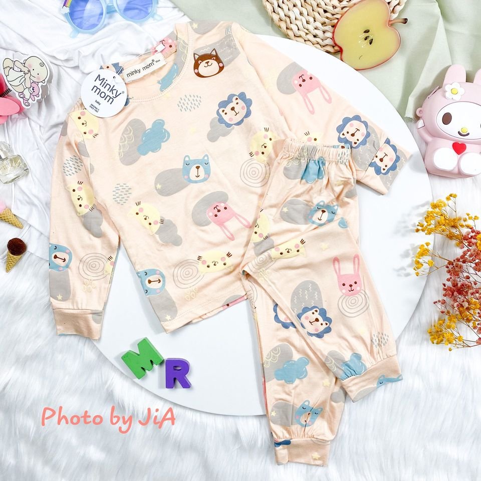 Bộ Thun Lạnh Thu Đông Dài Tay Gấu Brown Bé Trai Bé Gái  Size 8-18kg 💖 Thiết Kế Cạp Cao Giữ Ấm Tốt Cho Bé Khi Ngủ