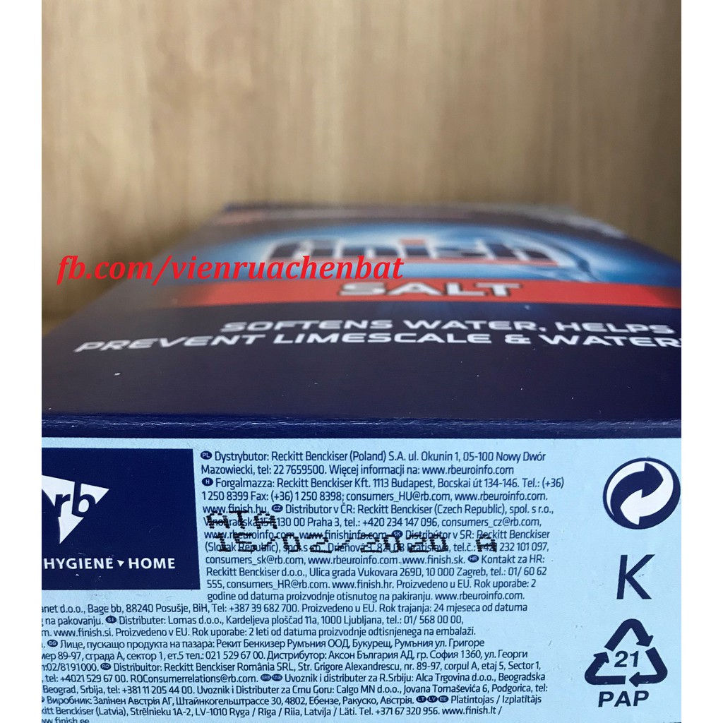 1.5kg Muối làm mềm nước Finish dùng cho máy rửa chén bát