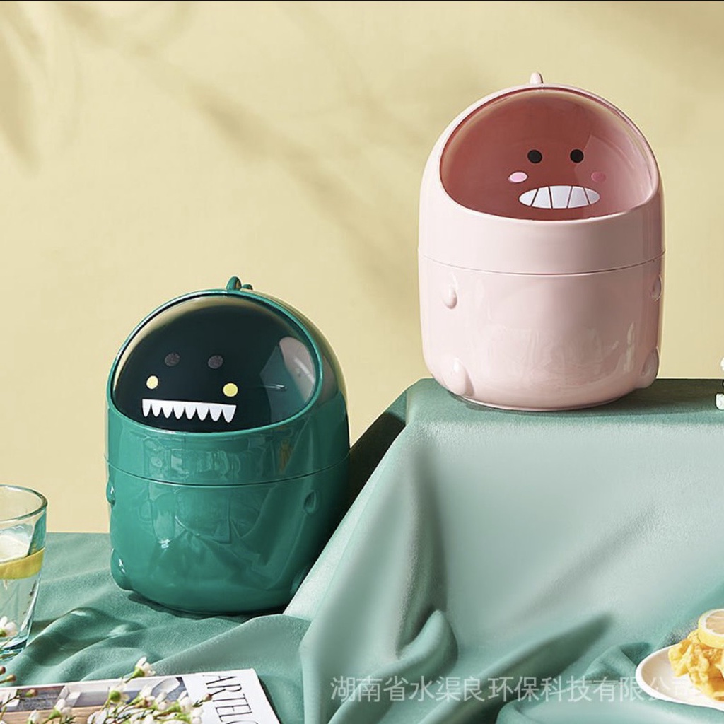 Thùng đựng mỹ phẩm, đựng bút, đựng đồ dùng mini nắp lật nhỏ gọn để bàn đa năng tiện dụng hình khủng long