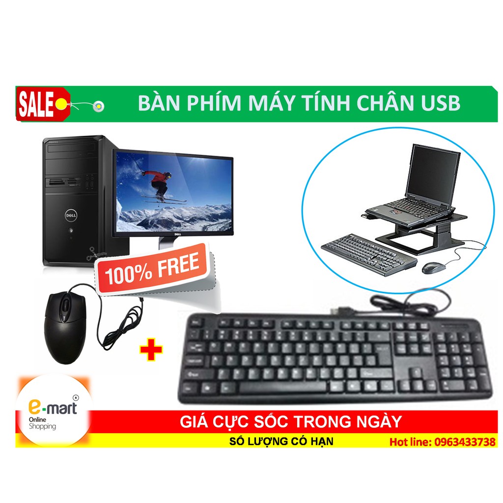 Bàn phím máy tính đa năng cho PC game / Laptop + Tặng chuột quang chân USB