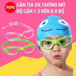 Kính bơi trẻ em, kính bơi cho bé POPO CF026 mắt kính trong chống tia UV, chống sương mờ, dây đeo silicon mềm mại cho bé