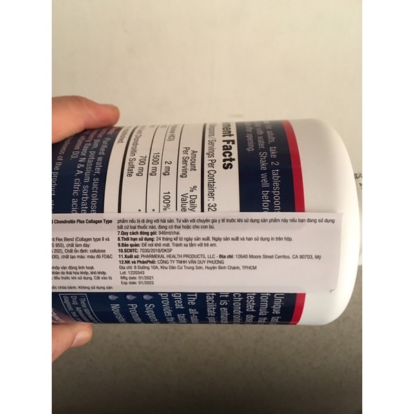 Combo 2 chai Joint Flex Plus Glucosamine Pharmekal Giảm Đau Khớp Nhanh Chóng dạng lỏng của Mỹ
