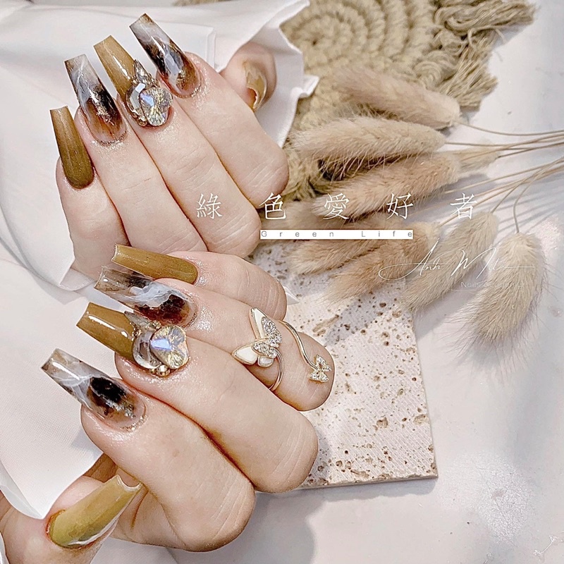 Đá Khối Cao Cấp - Đá mắt mèo chân cong ôm móng MaiAnhNails