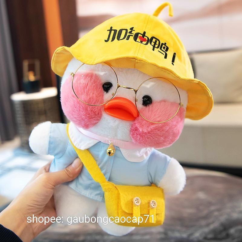 Gấu bông, thú nhồi bông Vịt má hồng Lalafanfan 30cm full phụ kiện
