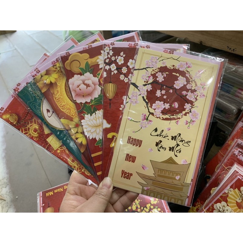 Bộ thiếp và phong bì chúc mừng năm mới ( Tập 10 bộ)