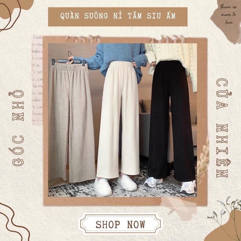 Quần Suông Nữ Cạp Cao Nỉ Len Dày Ấm (ẢNH THẬT+VIDEO)