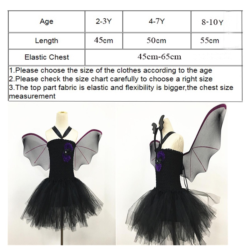 Trang Phục Hóa Trang Halloween Đôi Cánh Dơi Cho Bé Gái