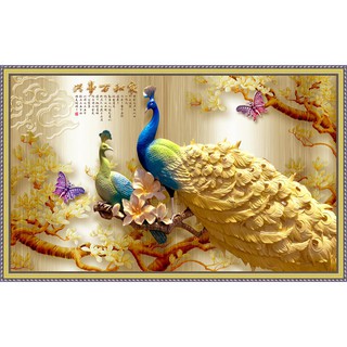 Tranh dán tường đôi chim công đẹp NewTM-0132K
