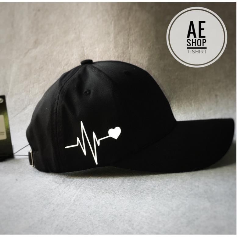 Mũ nón logo icon phản quang có hình trái tim và icon định vị