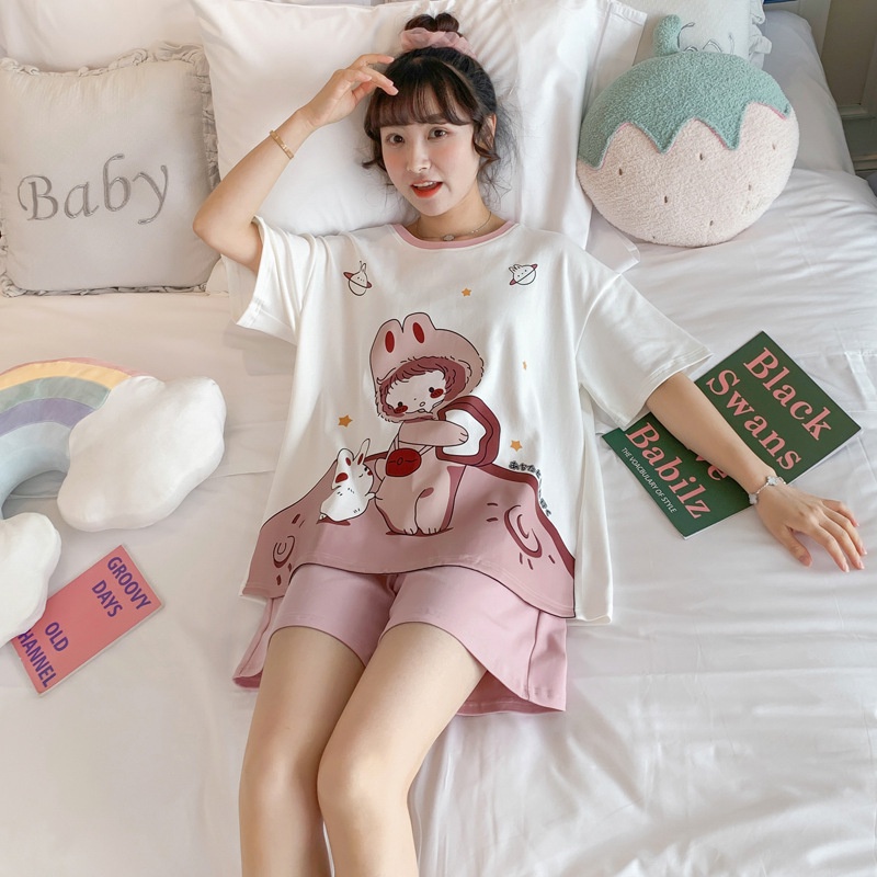 Đồ bộ nữ có Bigsize cotton cộc tay dễ thương bộ mặc nhà đồ ngủ nữ mùa hè thun mềm mát [BC20]