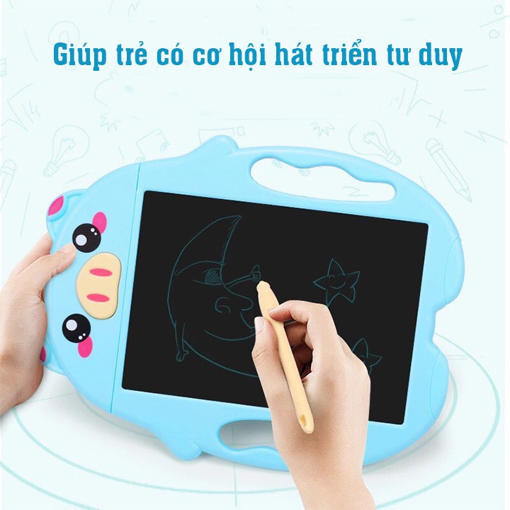 Bảng viết bảng vẽ điện tử tự xóa thông minh cho bé hình thú siêu dễ thương 9 inch, an toàn không bụi phấn