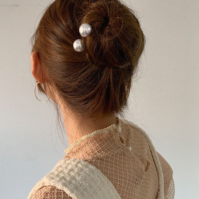 1 Trâm Cài Tóc Chữ U Đính Ngọc Trai Nhân Tạo Thời Trang