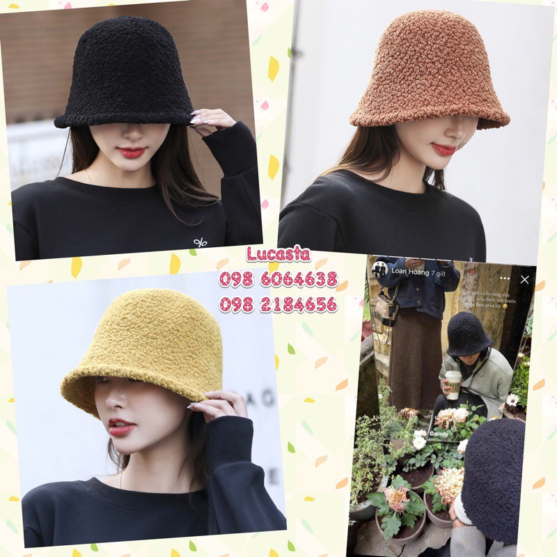 [236] Mũ Retro lông cừu hạt lựu Heominhon (sẵn 6 màu)