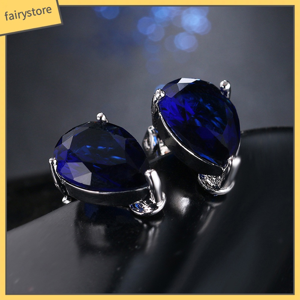 Bông Tai Đính Đá Hình Giọt Nước Thời Trang Cho Nữ