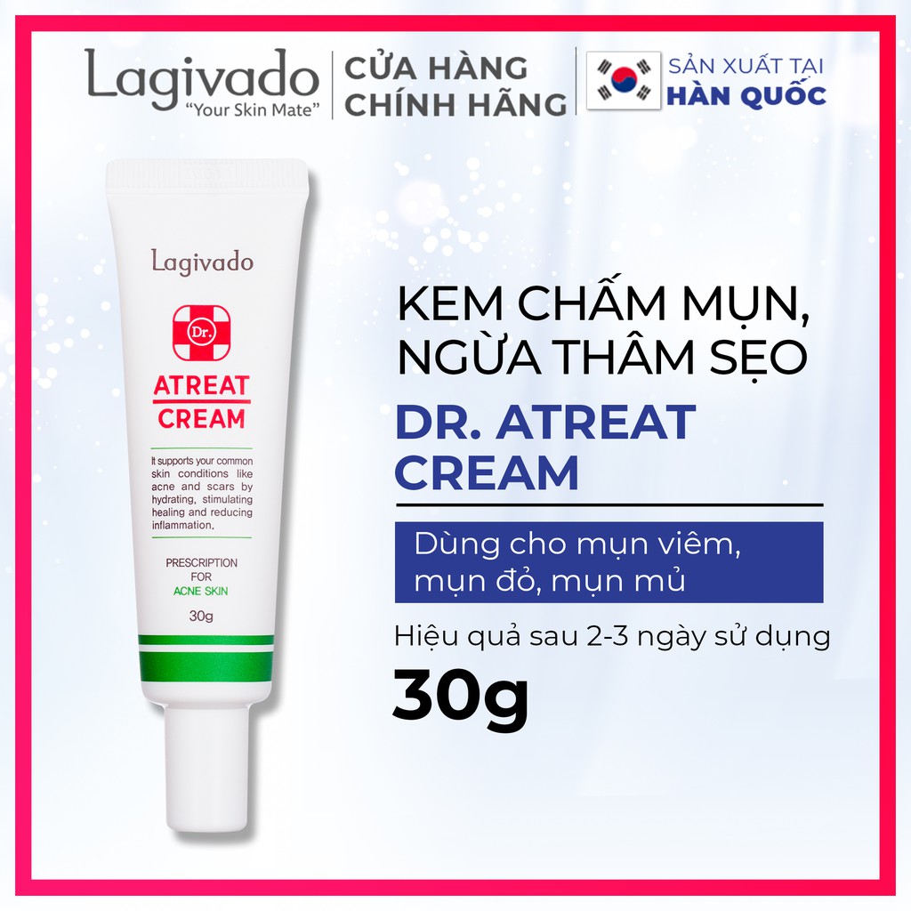 Bộ chăm sóc da mụn Hàn Quốc Lagivado  gồm Kem chống nắng Multi-Protection 30 g và Dr. Atreat Cream 30 ml