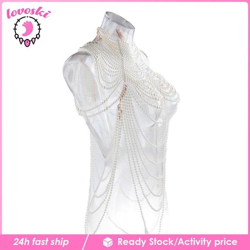 [Lovoski] Vòng cổ Body Chain ABS Ngọc Trai Trang Trí Bikini
