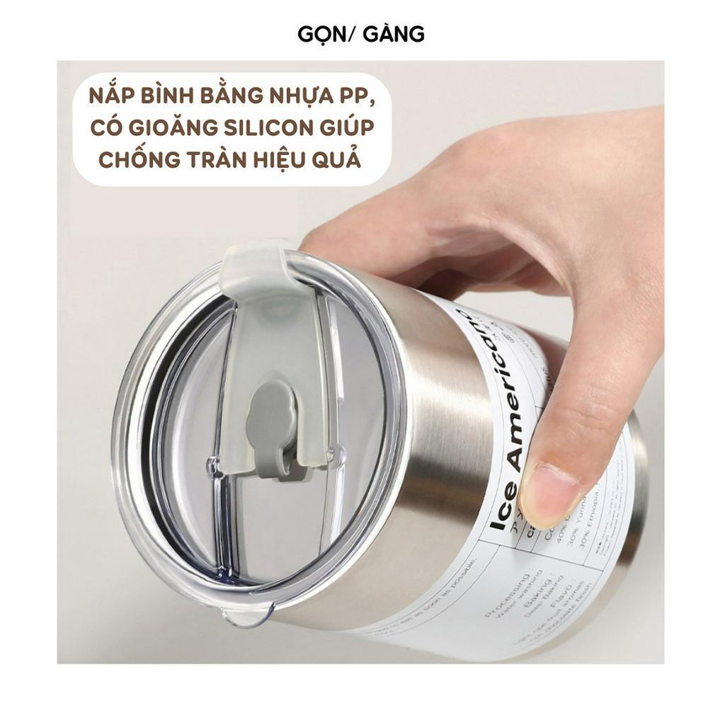 Bình giữ nhiệt bình đựng nước Iced Americano kèm ống hút Inox thép không gỉ SUS304 cao cấp ly giữ nhiệt Gọn Gàng